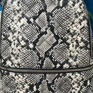 Aldo Black and Gray Snakeskin Backpack